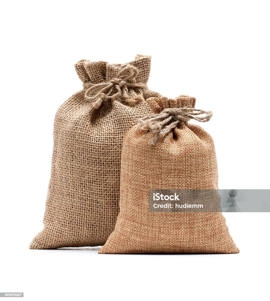 Burlap sack isolated on white background Bag Stock Photo