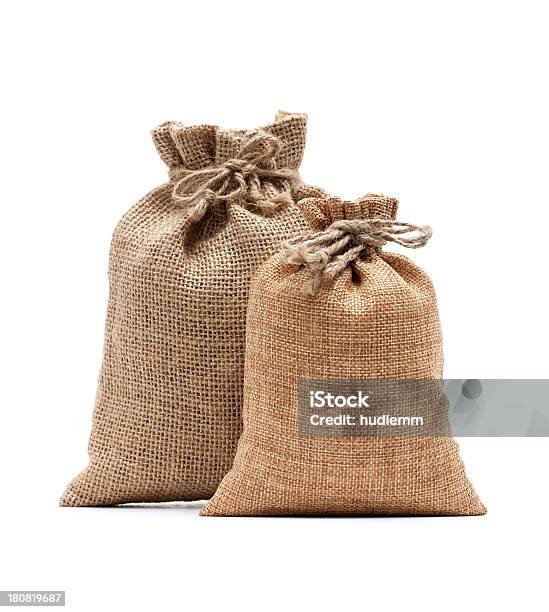 Burlap Sack Isolated On White Background Stock Photo - Download Image Now - Bag, Burlap, Cotton