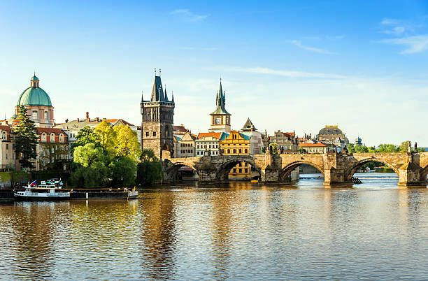 istock Vltava River with Charles Bridge in Prague, Czech Republic 180820023