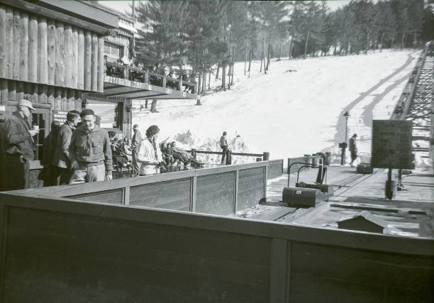 Skimobile at Skimobile Base Station. Cranemore Mountain Resort, North Conway, New Hampshire. January 31, 1950.