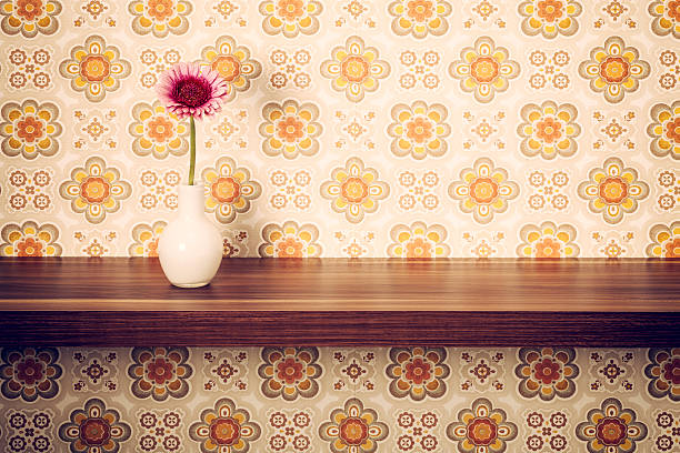 istock Flower vase on shelf retro style 180820229