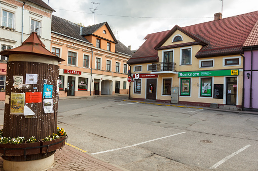 Kandava, Latvia - May 03. 2020: view of historical center of small old town Kandava. Kandava is a town in Tukums Municipality, in the Courland region of Latvia.