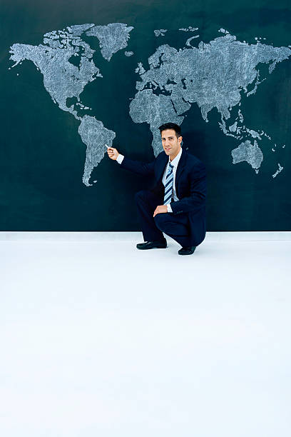 istock Businessman pointing world map: Brazil 180820733