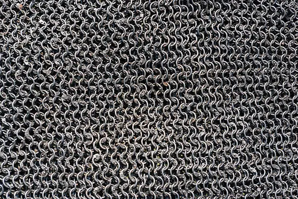 Real handmade chainmail texture close up