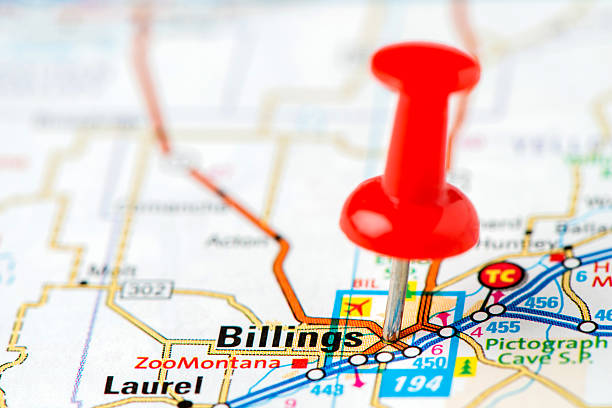 istock US capital cities on map series: Billings, Montana 180821009