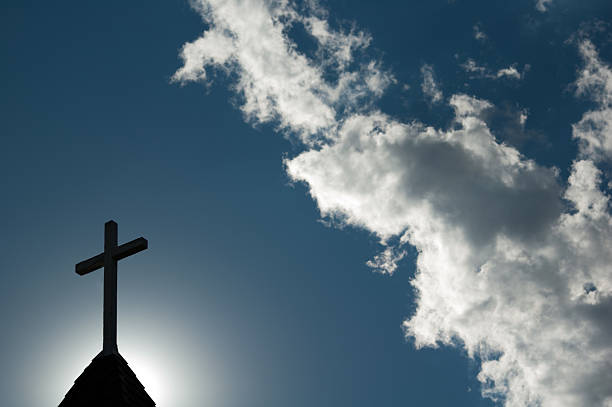istock Church Steeple, Cross, and Sunset 180821293