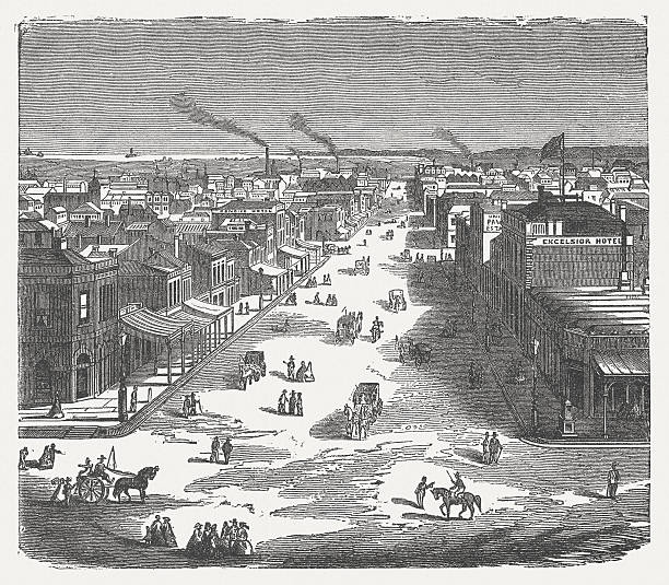 istock Courtstreet in Melbourne, Australia, wood engraving, published in 1872 180821414
