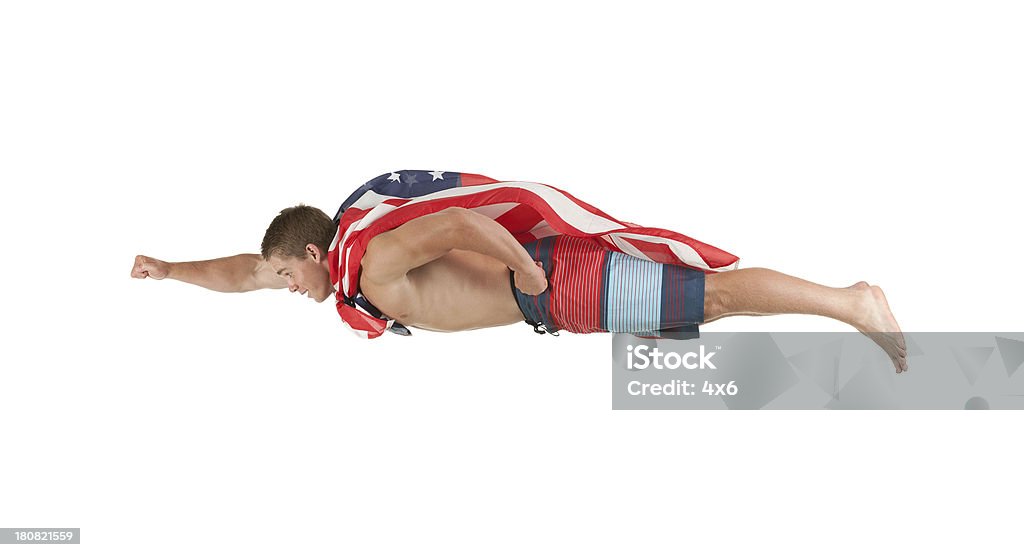 Superheld mit cape von Amerikanische Flagge - Lizenzfrei 18-19 Jahre Stock-Foto