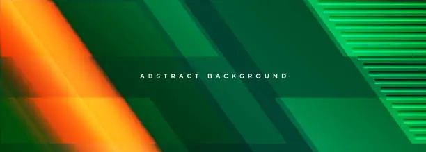 Vector illustration of Green and orange modern abstract wide banner with geometric shapes. Orange and green business abstract background.