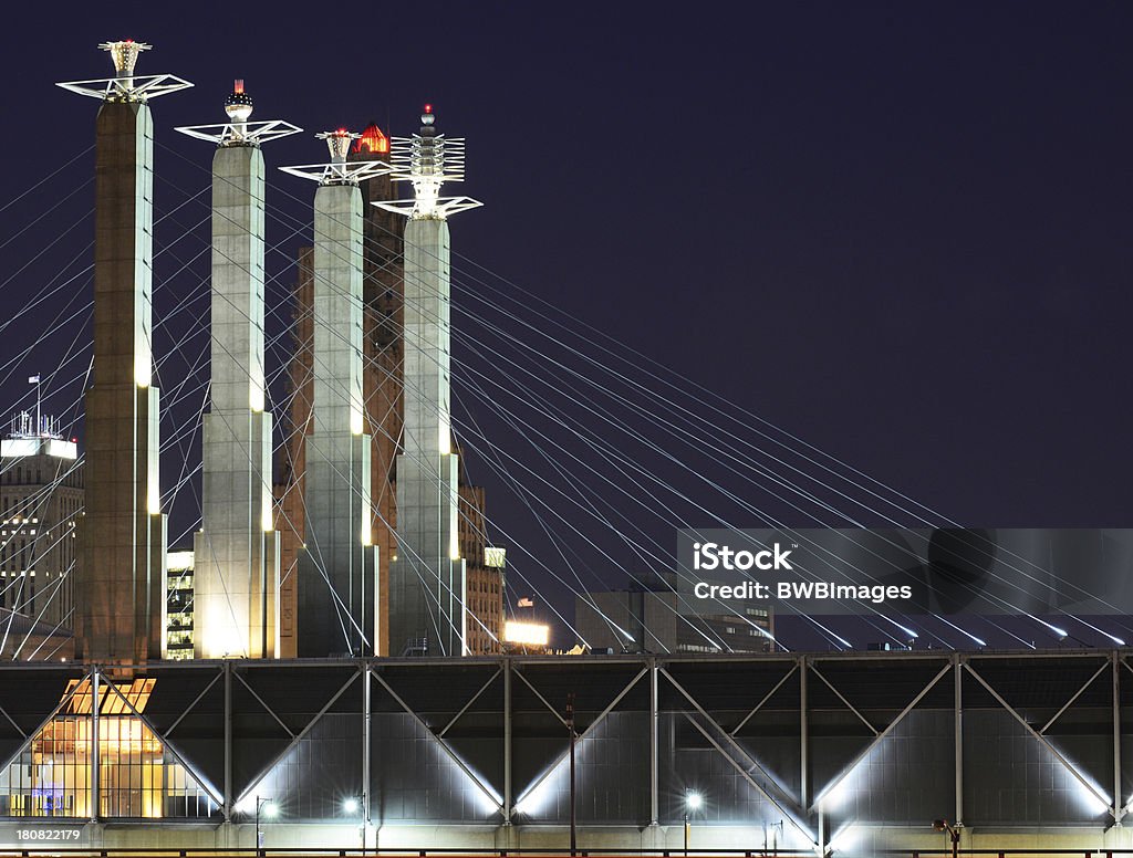 Kansas City Bartle Hall Towers At Night Skyline of Kansas City with Four Towers on Bartle Hall - nighttime view Famous Place Stock Photo