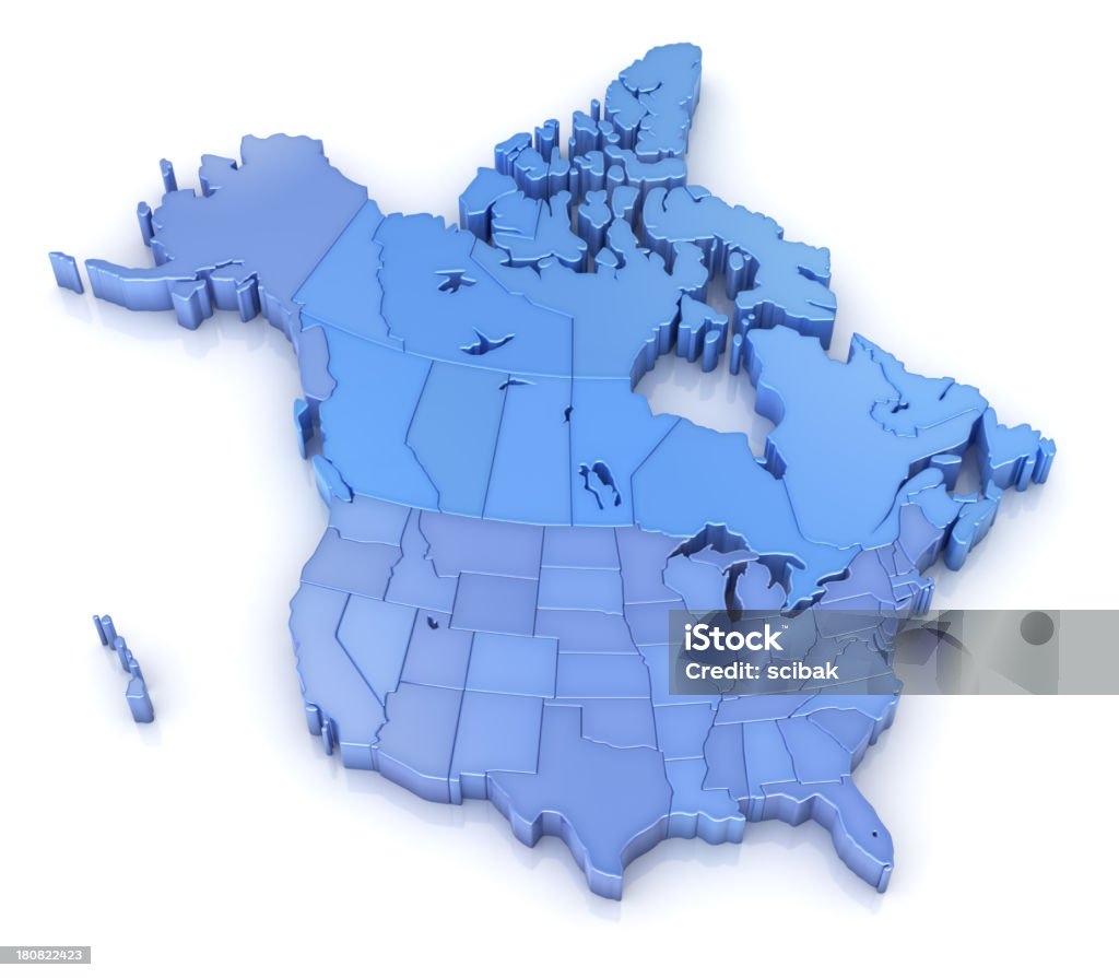 Mapa de Estados Unidos y Canadá y Estados Unidos - Foto de stock de Mapa libre de derechos