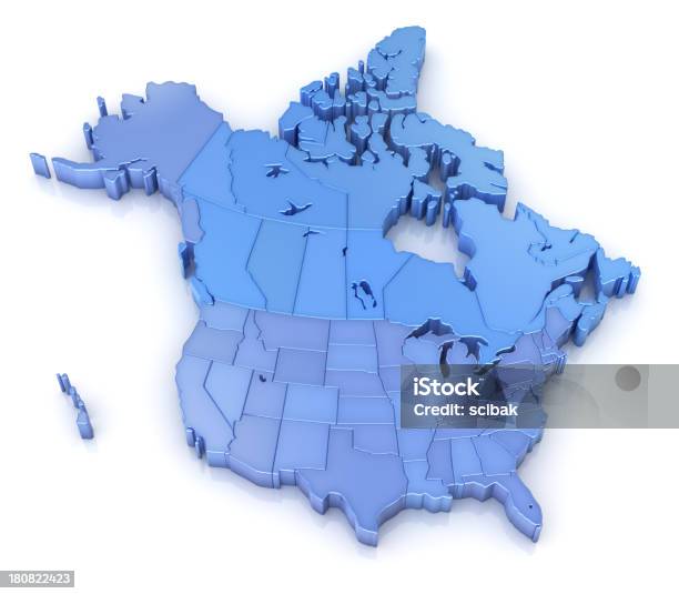 Mapa De Estados Unidos Y Canadá Y Estados Unidos Foto de stock y más banco de imágenes de Mapa - Mapa, Tridimensional, EE.UU.