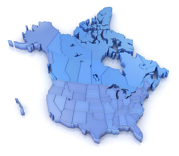 USA and Canada map with states stock photo