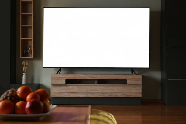 istock Modern TV set on table in room. Interior design 1808227334