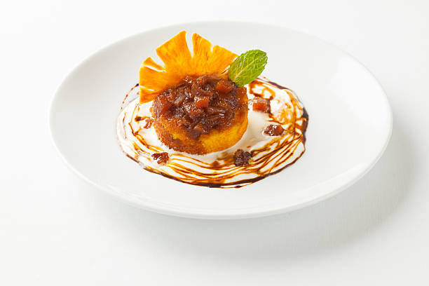 istock Gourmet flan on white plate 180822753