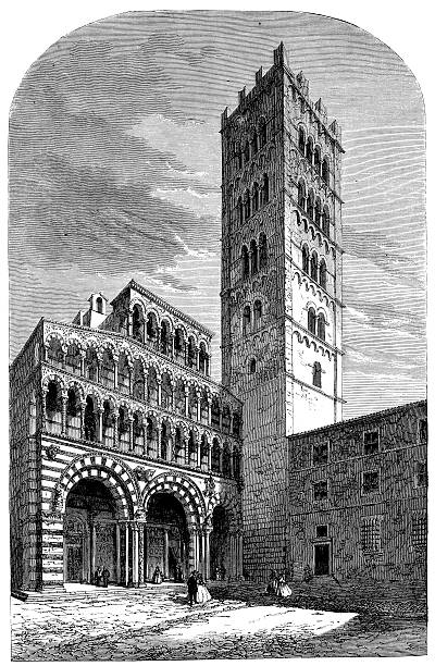 istock Antique illustration of Chiesa di San Martino, Lucca, Italy 180823033