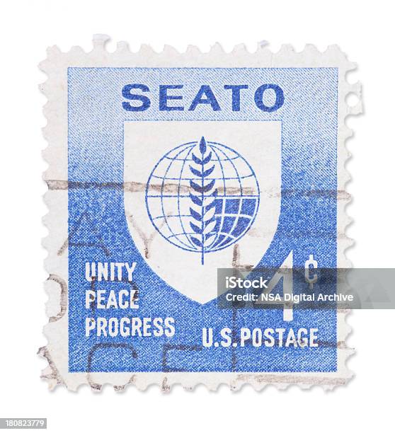 Vintage Us Stamp Seato Stock Photo - Download Image Now - Blue, Document, History