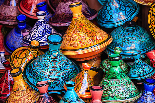 istock Colorful Moroccan tajine pots at a souk in Marrakech 180824058