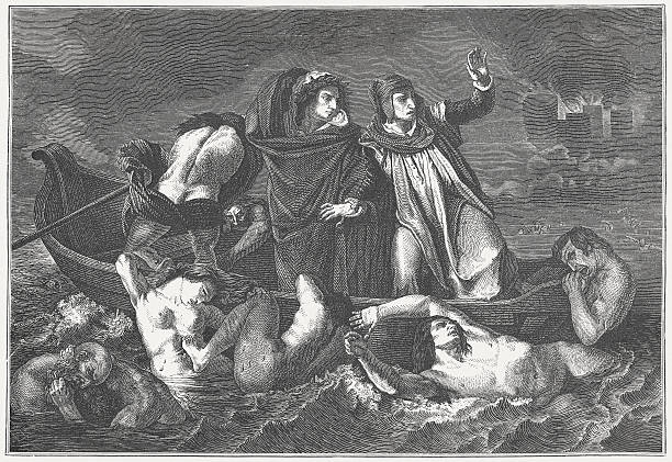 ilustraciones, imágenes clip art, dibujos animados e iconos de stock de barque de dante - zu hell