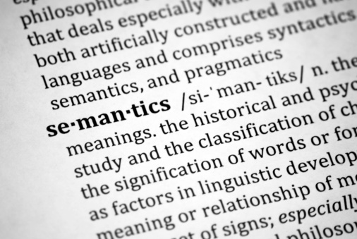 Close up of the definition of word semantics