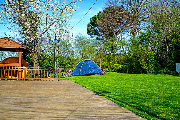jardin et tente - nobody tranquil scene nature park photos et images de collection