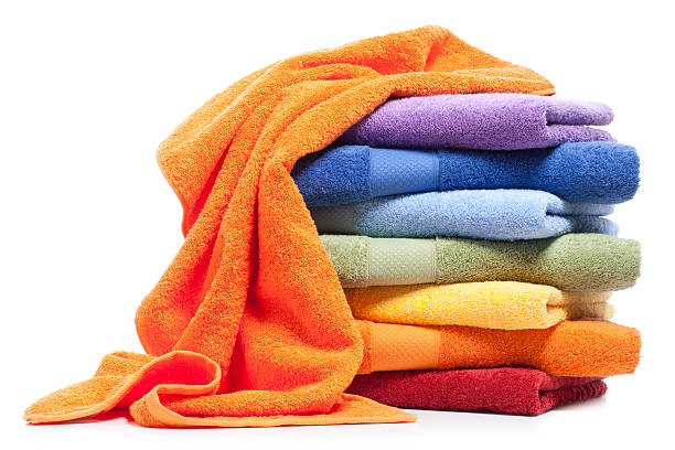 colorido toallas de - vibrant color empty stack heap fotografías e imágenes de stock