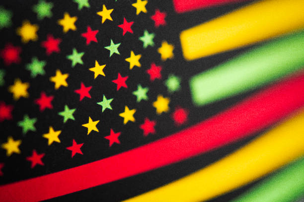 Juneteenth greeting banner, poster, banner design, card, festive concept. American flag with grain effect.