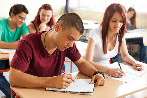 istock Portrait of high school student at desk 180825100