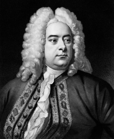 Engraving of George Frideric Handel (1685-1759) (German: Georg Friedrich Händel),was a German-born British Baroque composer, famous for his operas, oratorios, anthems and organ concertos.