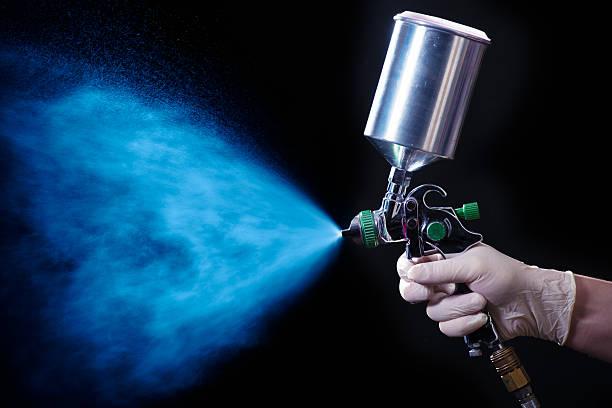 Painting With Blue Stock Photo - Download Image Now - Paint, Spray Painter, Paint  Spray Gun - iStock