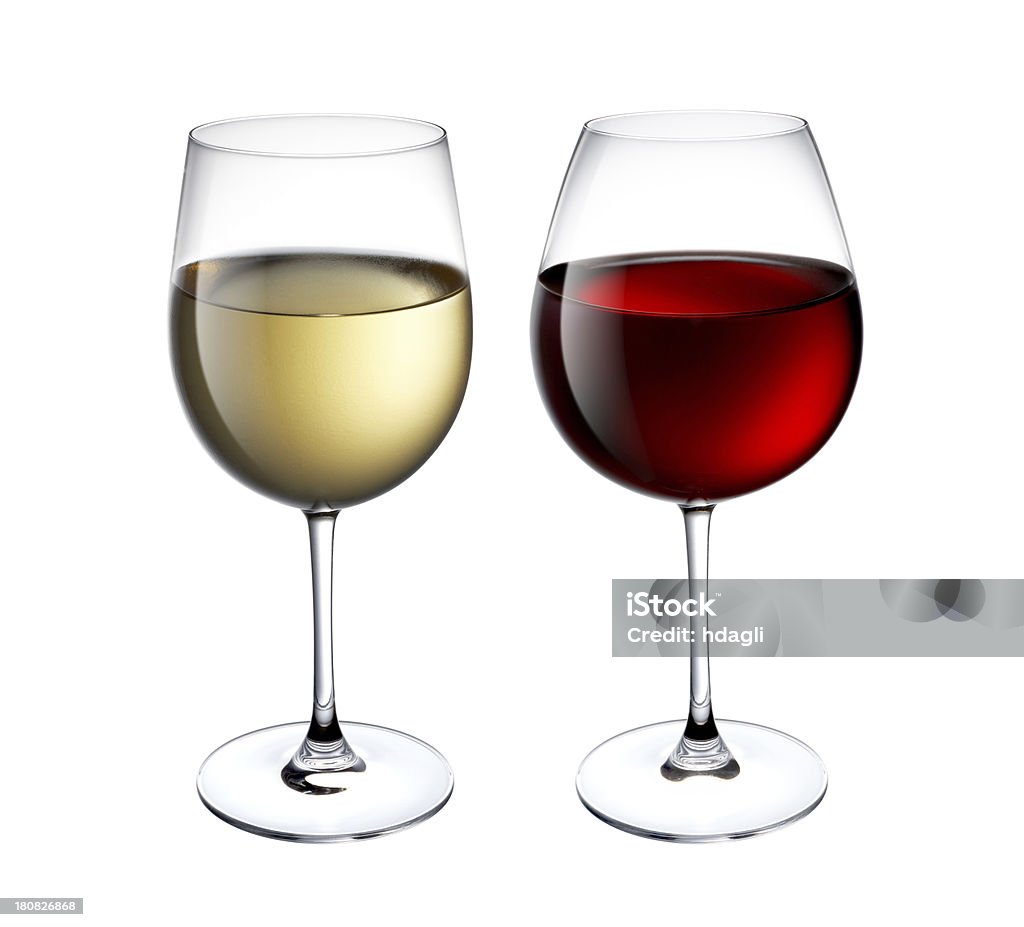 Rojo & copas de vino blanco - Foto de stock de Bebida libre de derechos