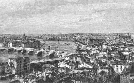 View of Toulouse, old vintage illustration, 1898