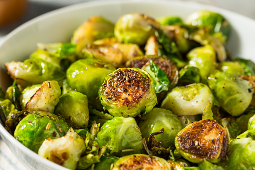 Healthy Roasted Homemade Brussels Sprouts Ready to Eat