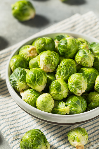 Fresh brussels sprout isolated on white background with clipping path