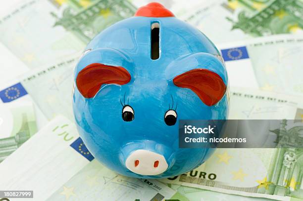 Piggybank Sitting On 100 Euro Banknote Background Stock Photo - Download Image Now - Backgrounds, Bank Account, Bank Deposit Slip