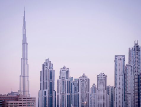 Cityscape of Buildings in Dubai at dusk
