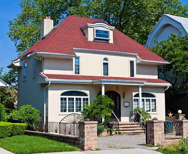 istock Luxury Brooklyn House, New York. Blue sky. 180828299