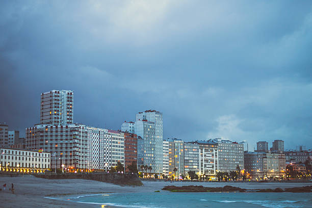 View to A Coruna just after the sunset.