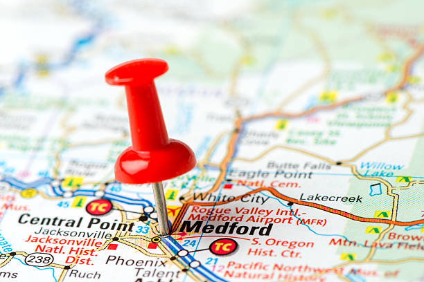 istock US capital cities on map series: Medford, Oregon, OR 180828859