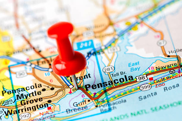istock US capital cities on map series:  Pensacola, Florida 180828989