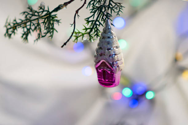 retro Christmas decoration on a branch