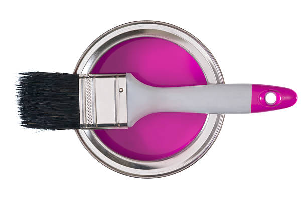 istock Purple Paint Brush on a tin of paint 180830822