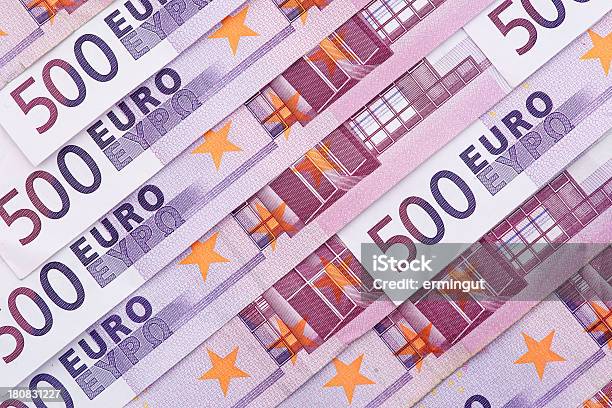 Sfondo Di Banconote Da 500 Euro - Fotografie stock e altre immagini di 500 - 500, Affari, Attività bancaria