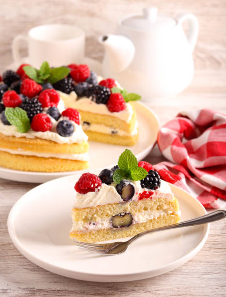 istock Cream and mixed berry sandwich cake 1808326490