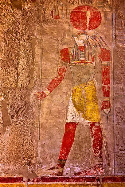 "Bas-relief in the Chapel of Anubis, part of the Mortuary Temple of Hatshepsut, Egypt. The relief depicts God HorusSee more EGYPT images here:"