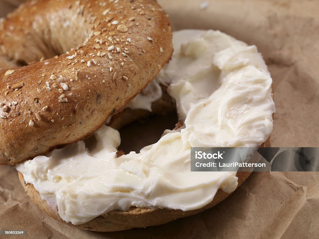 Bagel And Cream Cheese Stock Photo - Download Image Now - Cream