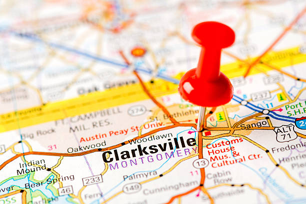 US capital cities on map series: Clarksville, TN