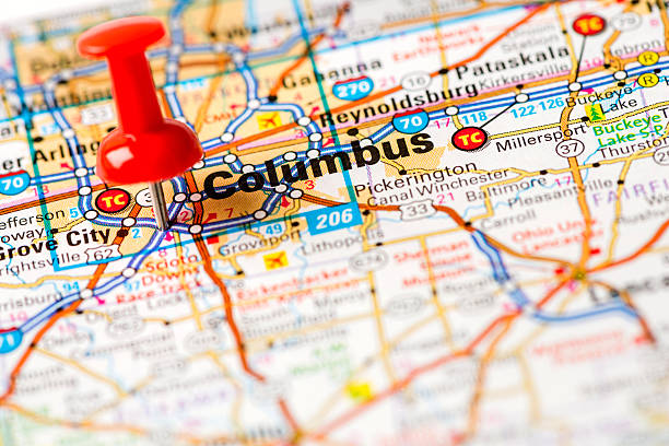 istock US capital cities on map series: Columbus, Ohio 180834601