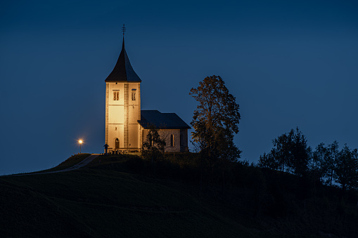 Small church on a prominent ridge of the Jelovica plateau, St. Primo and Felicijan is well-known and a popular spot for both tourists and photographers alike