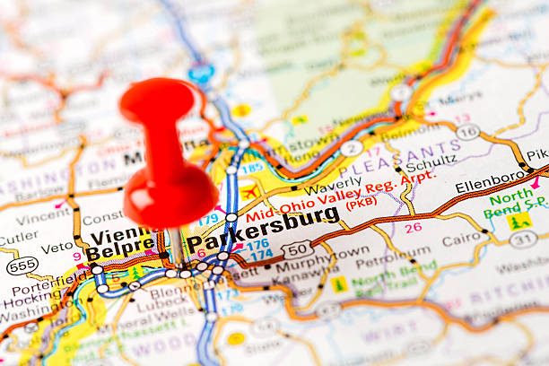 istock US capital cities on map series: Parkersburg, WV 180835240